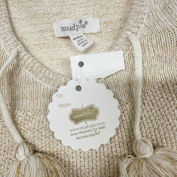 Mudpie Girls Lurex Knit Poncho Hooded Sweater NWT Girls 2T - 3T - Picture 6 of 7